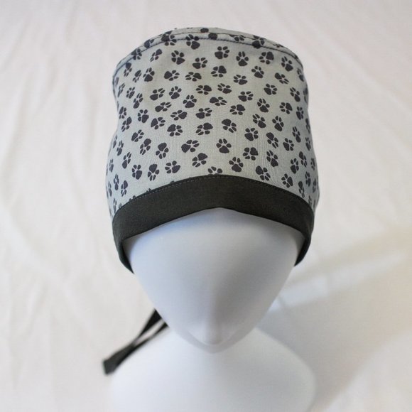 Paw Prints Surgical Scrub Cap Dental Chemo Hat - Picture 1 of 4